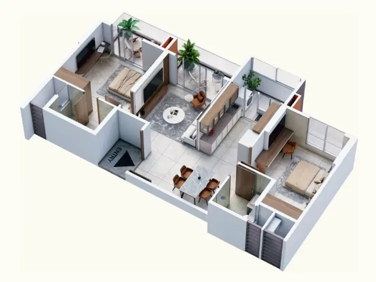 2 BHK Floor Plan